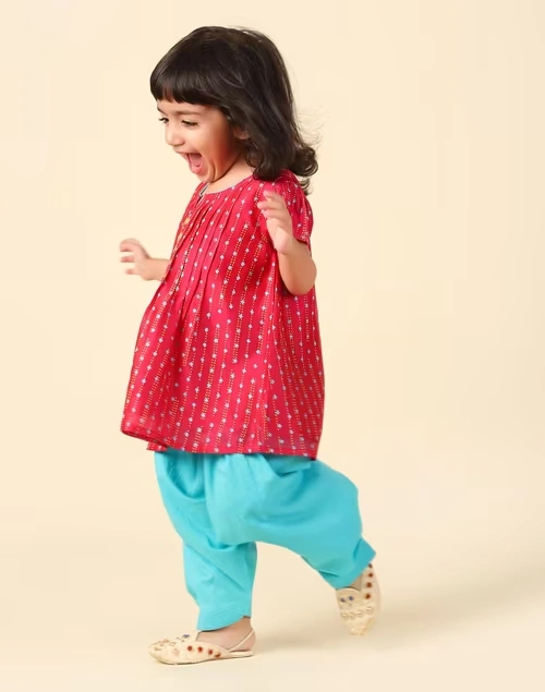 Pink Cotton Silk Printed 2Pc Salwar Set 4 Pink Cotton Silk Printed 2Pc Salwar Set