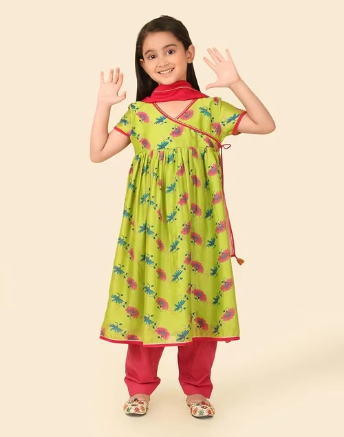 Green Cotton Silk Printed 2pc Salwar Set