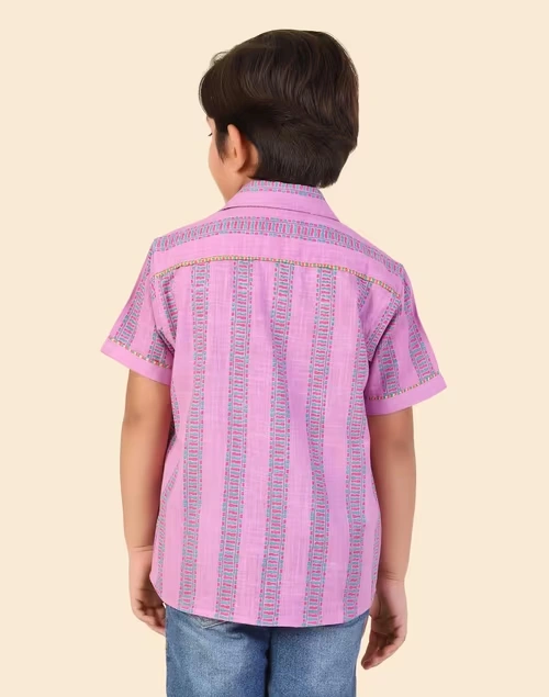 Purple Cotton Printed Shirt