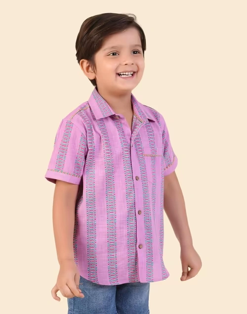 Purple Cotton Printed Shirt