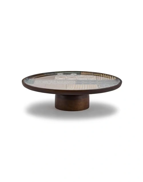 Multi Earth Files Wood Enamelled Cake Stand