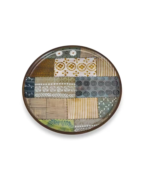 Multi Earth Files Wood Enamelled Cake Stand