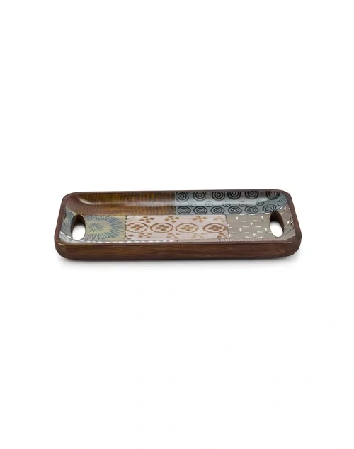 Multi Earth Files Wood Enamelled Tray | Small