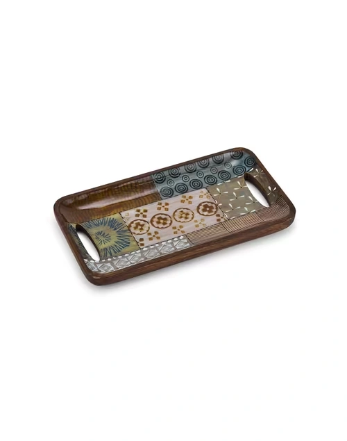 Multi Earth Files Wood Enamelled Tray | Small