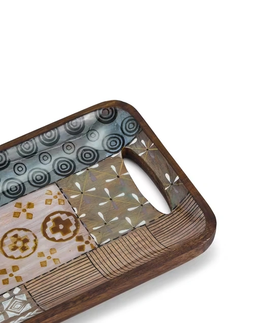 Multi Earth Files Wood Enamelled Tray | Small