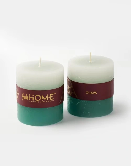 Green Dhaani Glass Etched T-Lite Holder Gift Set With 2 Pillar Candles 4 Green Dhaani Glass Etched T-Lite Holder Gift Set With 2 Pillar Candles