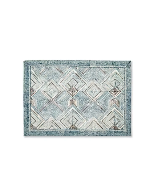 Blue Earth Files Cotton Hand Block Printed Mat | Set of 6