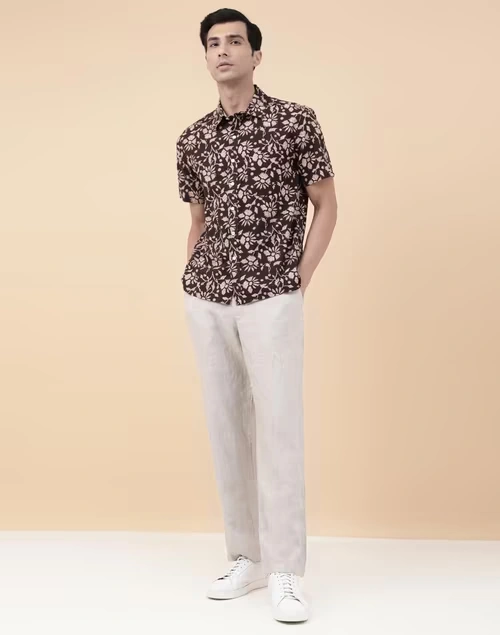 Black Cotton Bagru Printed Bush Shirt 3 Black Cotton Bagru Printed Bush Shirt