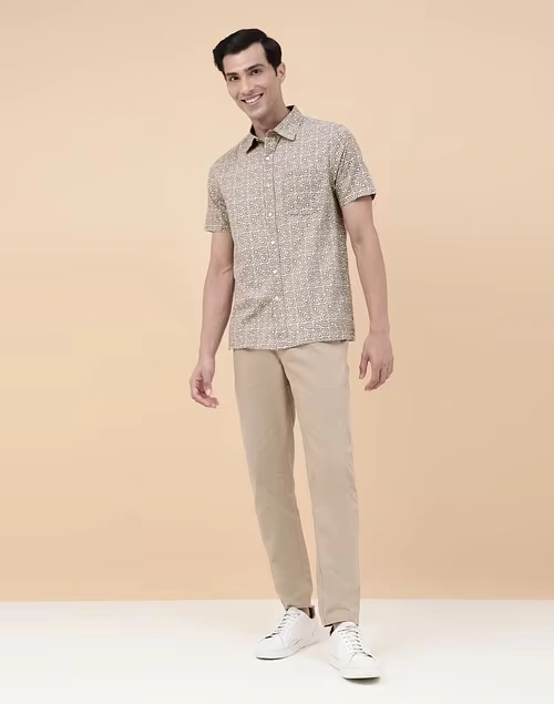 Grey Cotton Printed Bush Shirt