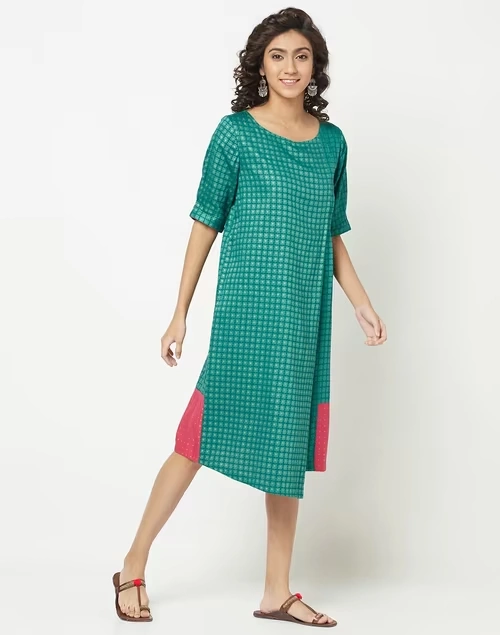 Modal Printed Knee Length Dress 4 Modal Printed Knee Length Dress