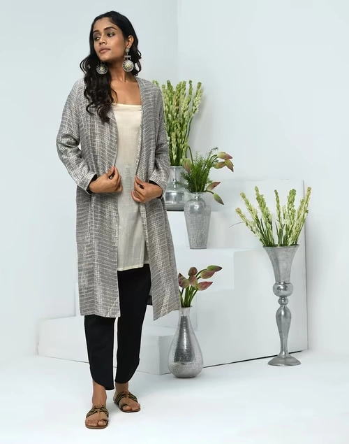 White Brocade A-Line Dress 3 White Brocade A-Line Dress