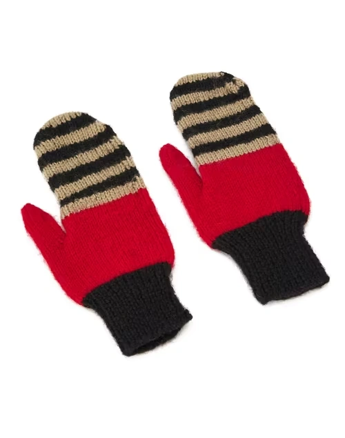Black Acrylic Striped Gloves