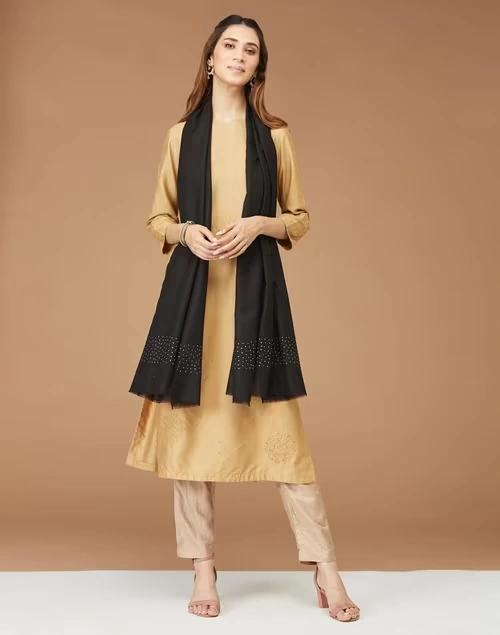 Black Cashmere Woven Stole 3 Black Cashmere Woven Stole