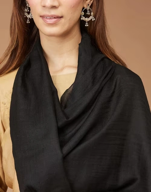 Black Cashmere Woven Stole 4 Black Cashmere Woven Stole