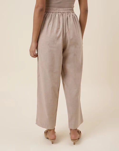 Beige Cotton Casual Tapered Pant 3 Beige Cotton Casual Tapered Pant