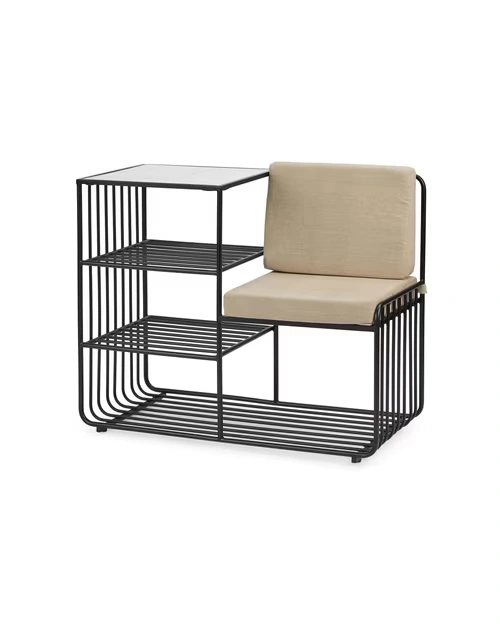 Beige Ferro Metal Storage Shelf