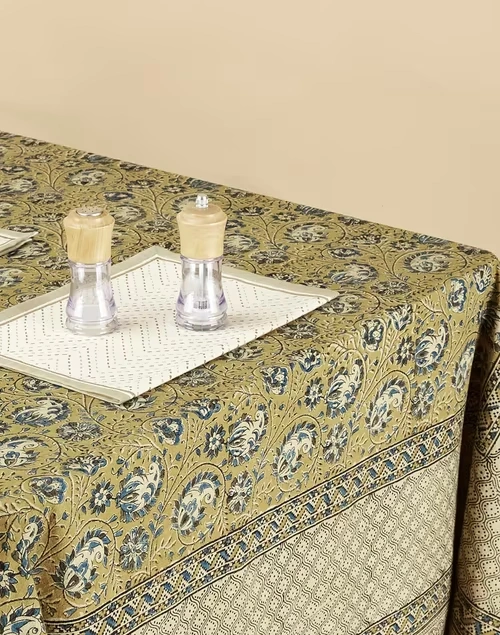 Multi Cotton Printed Table Cover Kalamkari 4 Seater 4 Multi Cotton Printed Table Cover Kalamkari 4 Seater