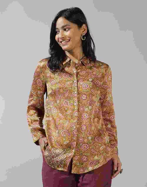 Green Rayon Blend Hand Block Printed Allure Shirt