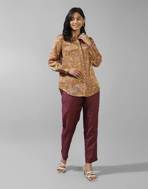 Green Rayon Blend Hand Block Printed Allure Shirt