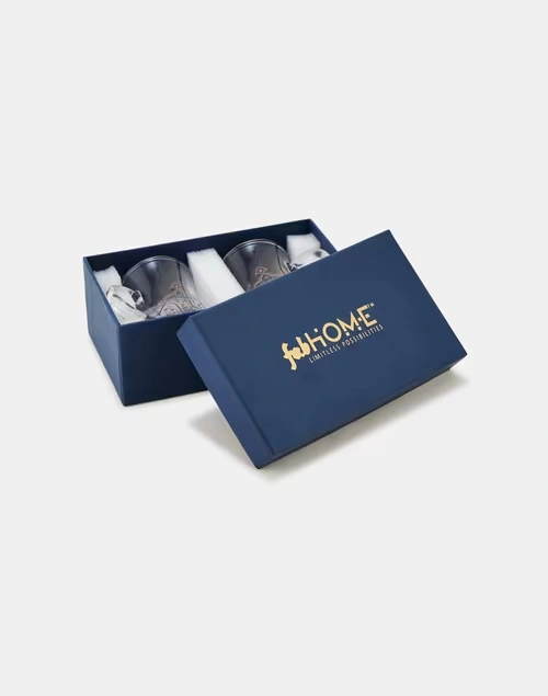 Blue Glass Gulmohar Tea Cup Gift Set of 2