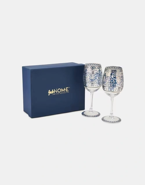 Blue Glass Gulmohar Goblet Gift Set of 2 4 Blue Glass Gulmohar Goblet Gift Set of 2
