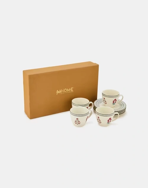 Multi Ceramic Ramya Cup N Saucer Gift Set of 4
