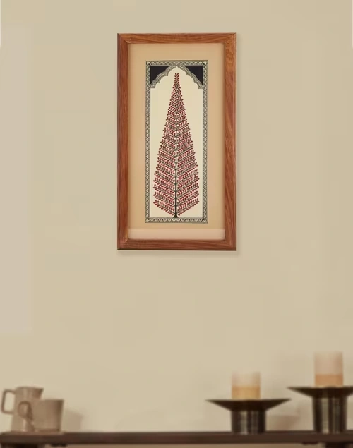 Red Fabric Painted Framed Art