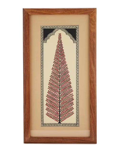 Red Fabric Painted Framed Art