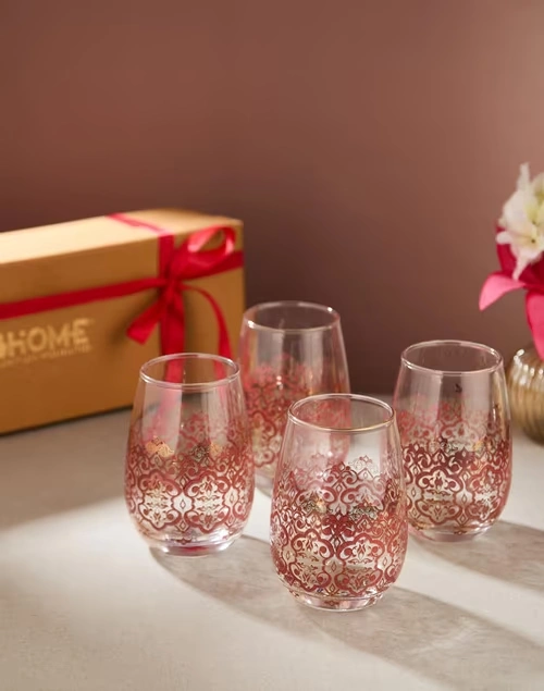 Red Gulmohar Glass Gift | Set of 4