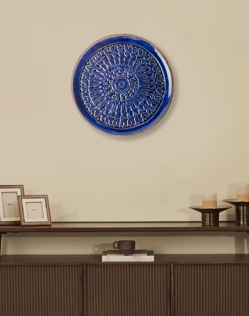 Blue Gulmohar Wood Wall Plate