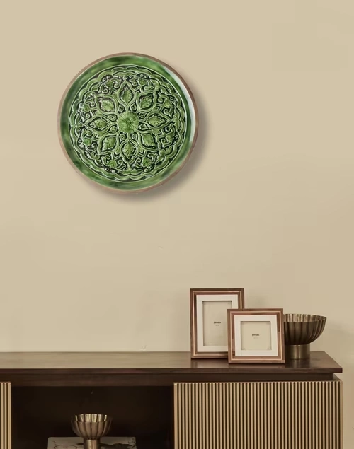 Green Gulmohar Wood Wall Plate