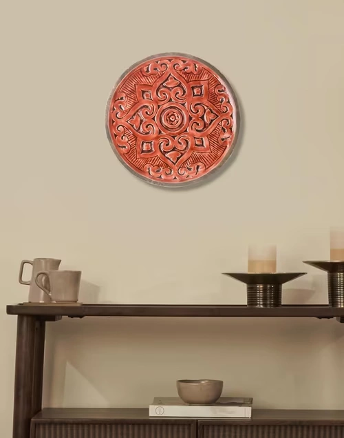 Maroon Gulmohar Wood Wall Plate