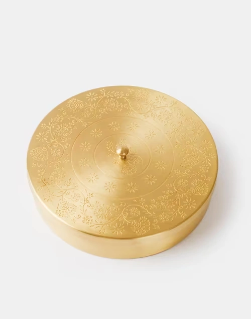 Brass Rasa Metal Etched Spice Box Gift Set 4 Brass Rasa Metal Etched Spice Box Gift Set