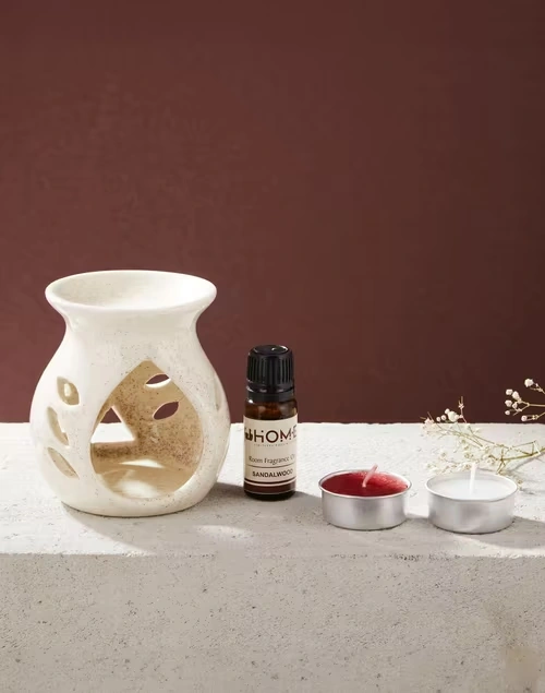 Multi Ceramic Glazed Gulmohar Diffuser Gift Set