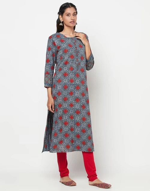 Cotton Printed Long Kurta 4 Cotton Printed Long Kurta