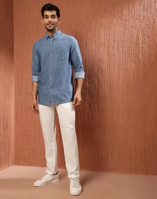 Blue Cotton Woven Shirt