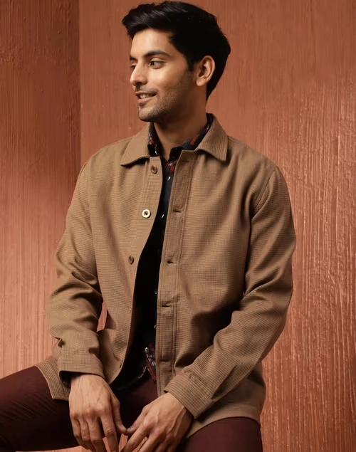 Brown Cotton Utility Jacket