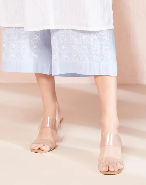 Light Blue Cotton Chikankari Culottes 3 Light Blue Cotton Chikankari Culottes