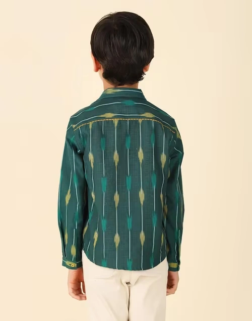 Green Cotton Ikat Shirt