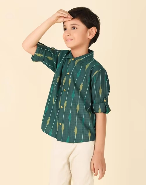 Green Cotton Ikat Shirt