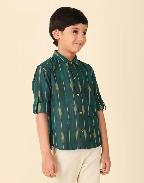 Green Cotton Ikat Shirt
