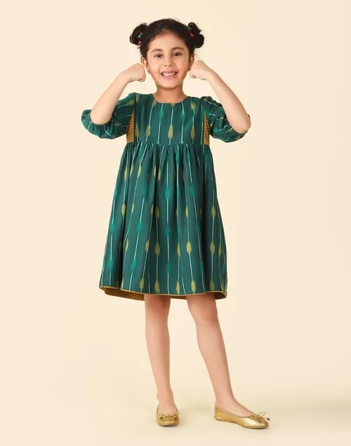 Green Cotton Ikat Dress