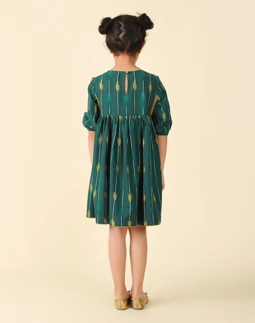 Green Cotton Ikat Dress