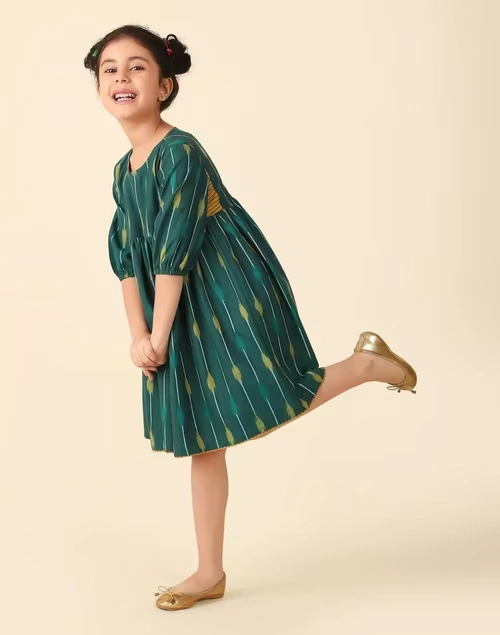 Green Cotton Ikat Dress 4 Green Cotton Ikat Dress