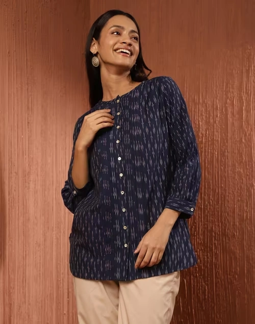 Blue Cotton Ikat Tunic 3 Blue Cotton Ikat Tunic