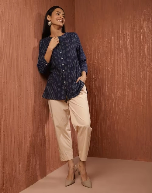 Blue Cotton Ikat Tunic 4 Blue Cotton Ikat Tunic