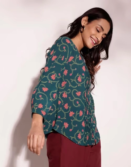 Green Cotton Printed Top 3 Green Cotton Printed Top