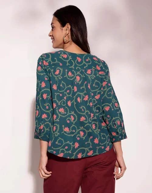 Green Cotton Printed Top 4 Green Cotton Printed Top