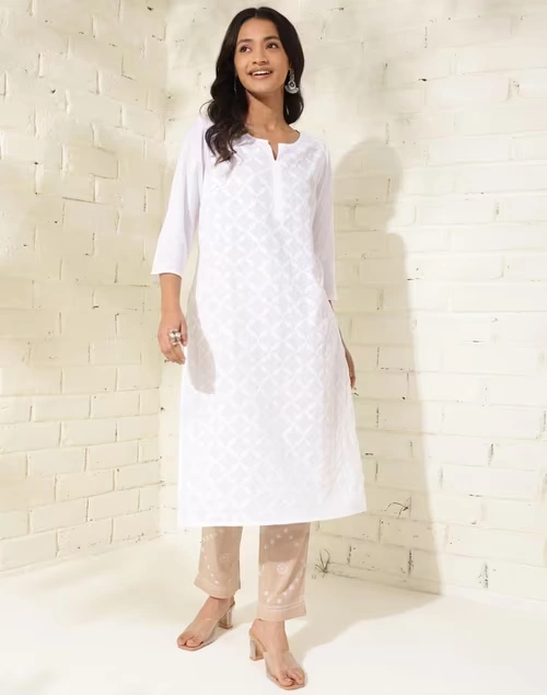 Beige Cotton Chikankari Ethnic Pant 3 Beige Cotton Chikankari Ethnic Pant