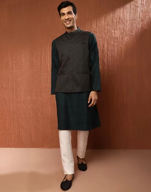 Black Viscose Silk Woven Jacket